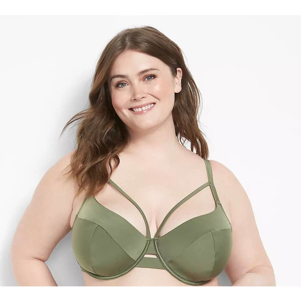Cacique Underwire Balconette Swim Bikini‎ Top 46D Plus Size Women NWT